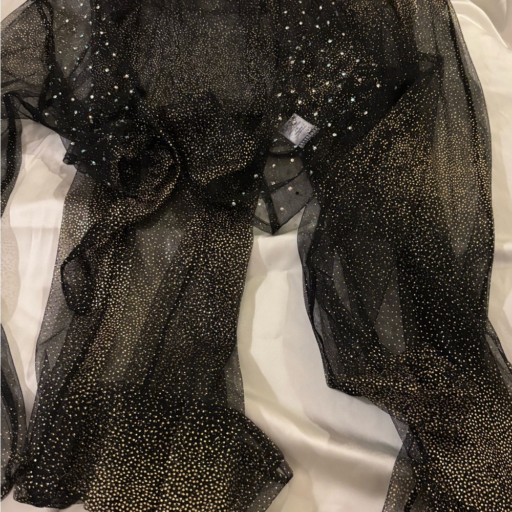 Elegant Black Blouse with Gold Sparkle
